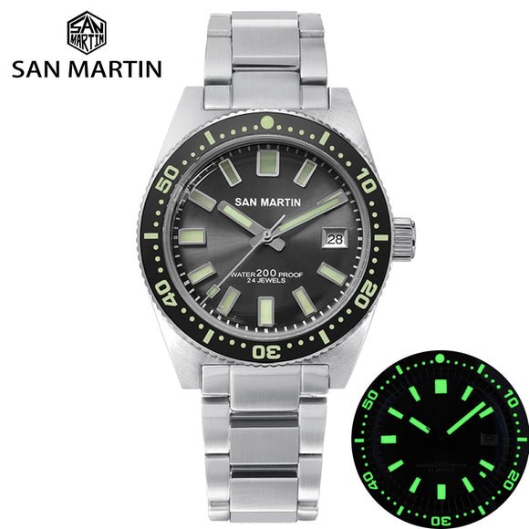 San Martin 62MAS Diver Watch Stainless Steel Automatic Men Mechanical Watches 200M Waterproof Luminous 2019 Sport Relojes