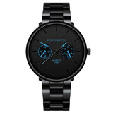 Luxury Quartz Men Watches Blue Pointer Casual Fashion Stainless Steel Strap Clock Gift Business WristWatch Relogio Masculino