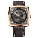 Swiss Brand AGELOCER Ladies Mechanical Watch Women Wristwatches Skeleton Square Watches Leather Strap Gift +BOX 5609A10