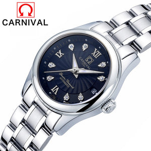 Reloj Mujer CARNIVAL Brand Luxury Women Mechanical Watch Ladies Fashion Waterproof Crystal Sapphire Automatic Wristwatches Clock