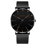 Minimalist Men Fashion Ultra Thin Watches Simple Men Business Stainless Steel Mesh Belt Quartz Watch Relogio Masculino