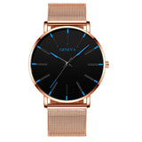 Minimalist Men Fashion Ultra Thin Watches Simple Men Business Stainless Steel Mesh Belt Quartz Watch Relogio Masculino