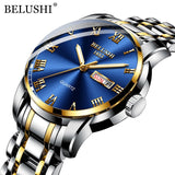 BELUSHI Top Brand Luxury Mens Watches Luminous Waterproof Stainless Steel Watch Quartz Men Date Calendar Business Wristwatch