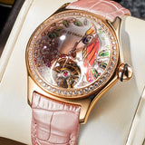 2020 Reef Tiger/RT Womens Luxury Fashion Watches Diamond Automatic Tourbillon Watch Leather Strap Watch Relogio Feminino RGA7105