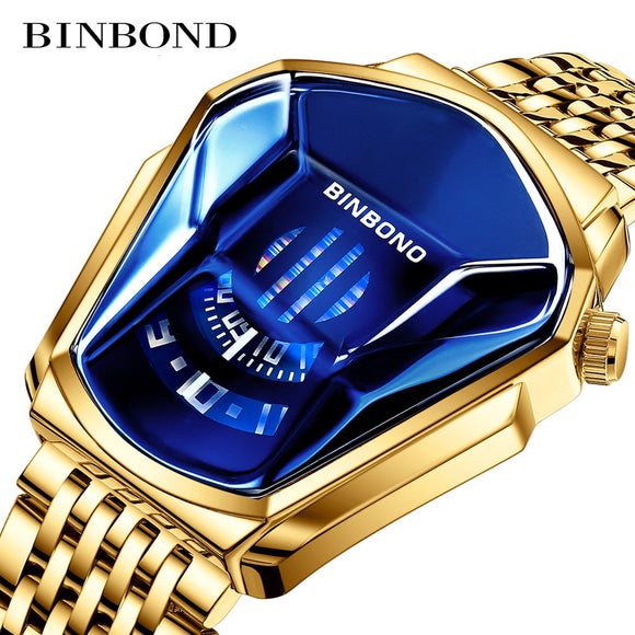 NEW BINBOND  Top Brand Luxury Military Fashion Sport Watch Men gold Wrist Watches Man Clock Casual Chronograph Wristwatch