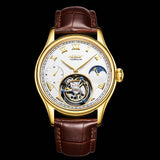 AESOP Flying Stuhrling Tourbillon Men's Mechanical Watch Watches Male Leather Gold Skeleton Watch for Men Man Luxury Clock Kit