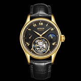 AESOP Flying Stuhrling Tourbillon Men's Mechanical Watch Watches Male Leather Gold Skeleton Watch for Men Man Luxury Clock Kit