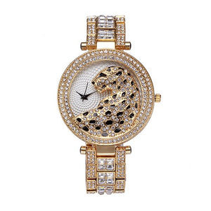 100PCS  Women Quartz Watch Fashion Bling Casual Ladies Watch Female Quartz Gold Watch Crystal Diamond Leopard For Women Clock