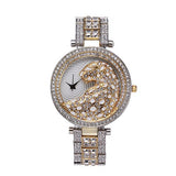 100PCS  Women Quartz Watch Fashion Bling Casual Ladies Watch Female Quartz Gold Watch Crystal Diamond Leopard For Women Clock