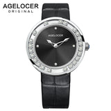 AGELOCER Women's Watches Fashion Swiss Luxury Brand Diamond Black Women Wristwatch Sapphire Casual Ladies Quartz Watch Clock New