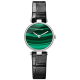 AGELOCER Small Green Women Watches Swiss Malachite Ladies Watch Minimalist Analog Quartz Unique Micro Pave Diamond Female Watch